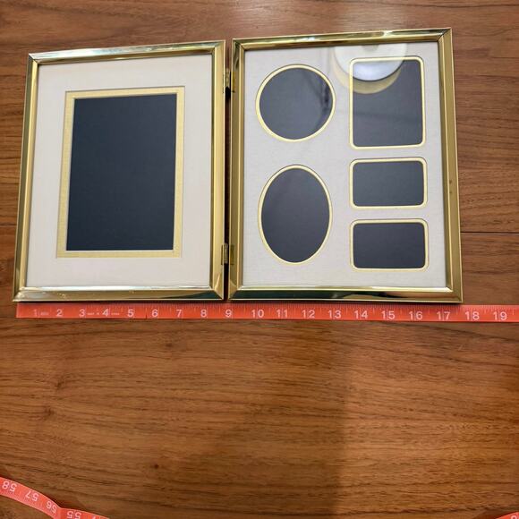 Brass Picture Frame Double Hinge Bifold Collage Matted Six Photo Korea 8x10 - Picture 8 of 9